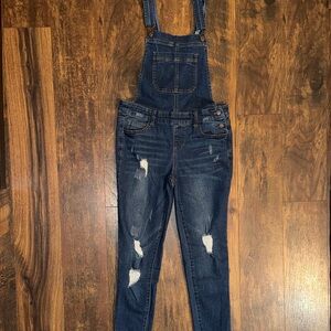 Wax Jean Distressed Blue Denim Overalls